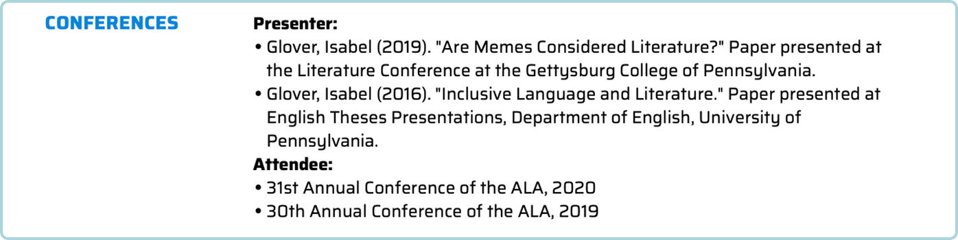 Conferences CV hover