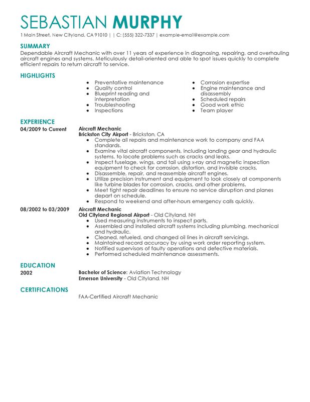 unforgettable-aircraft-mechanic-resume-examples-to-stand-out