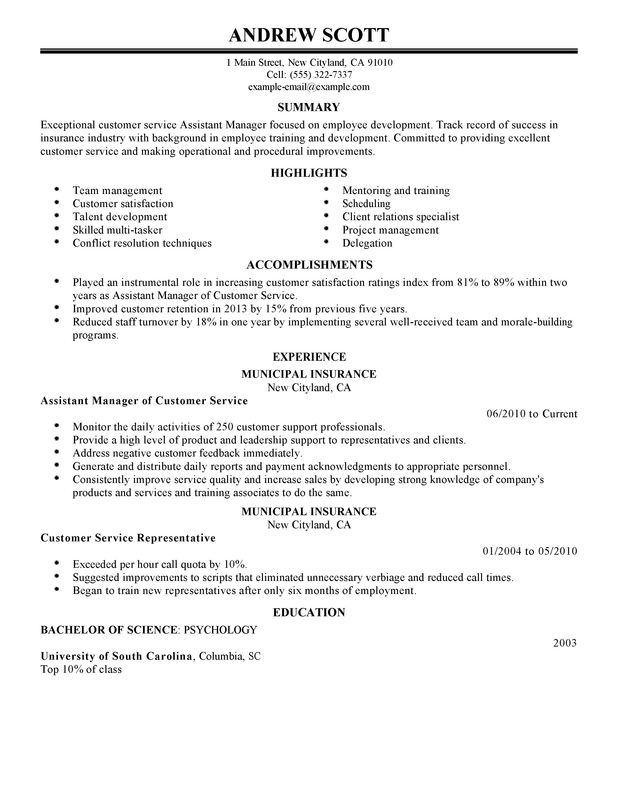 Assistant Manager Resume Examples {Created by Pros ...