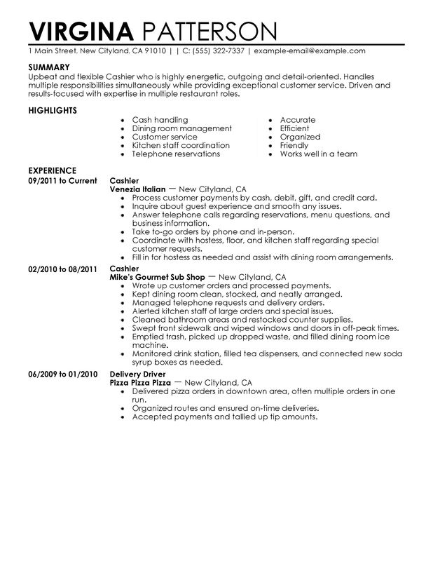 cashier job description for resume reddit