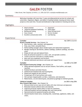 resume maintenance janitorial services
