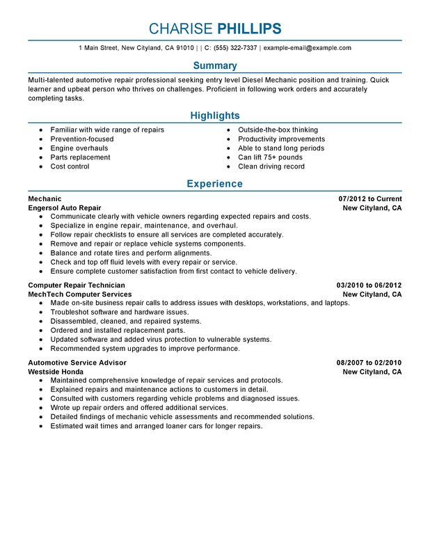 🎉 Automotive resume sample. Automotive Technician Resume Sample. 20190112