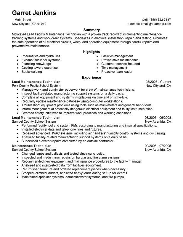 professional summary for resume maintenance