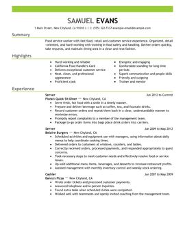 resume for service industry