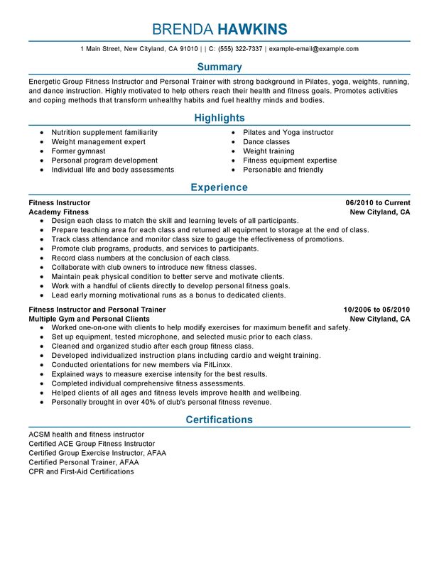 Unforgettable Fitness And Personal Trainer Resume Examples To Stand Out Myperfectresume