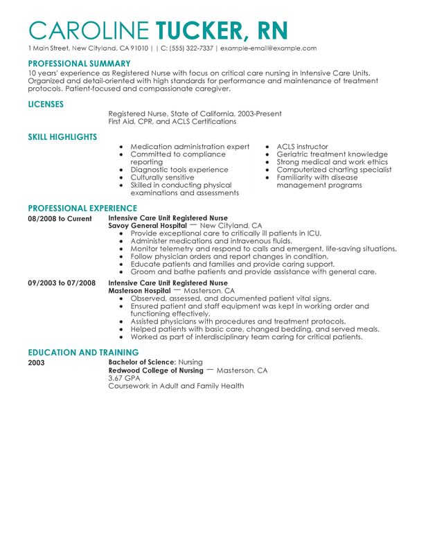 Unforgettable Intensive Care Unit Registered Nurse Resume Examples to Stand Out  MyPerfectResume