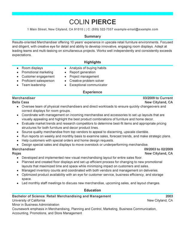 resume salesperson retail