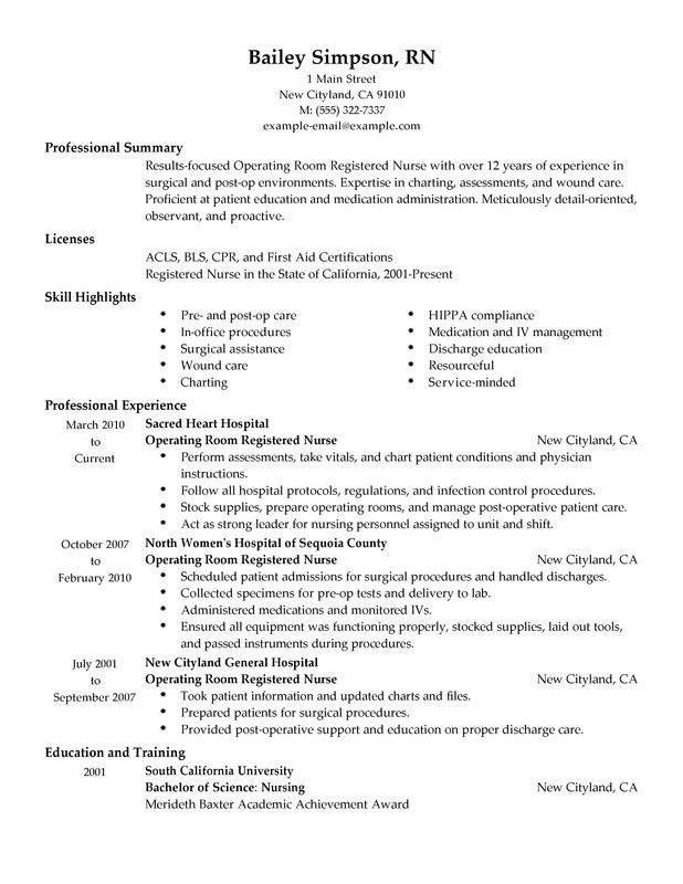 job description nurse resume