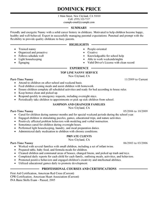 unforgettable part time nanny resume examples to stand out how to add babysitting to resume