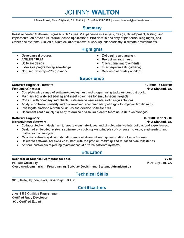 Remote Software Engineer Resume Examples Free To Try Today Myperfectresume