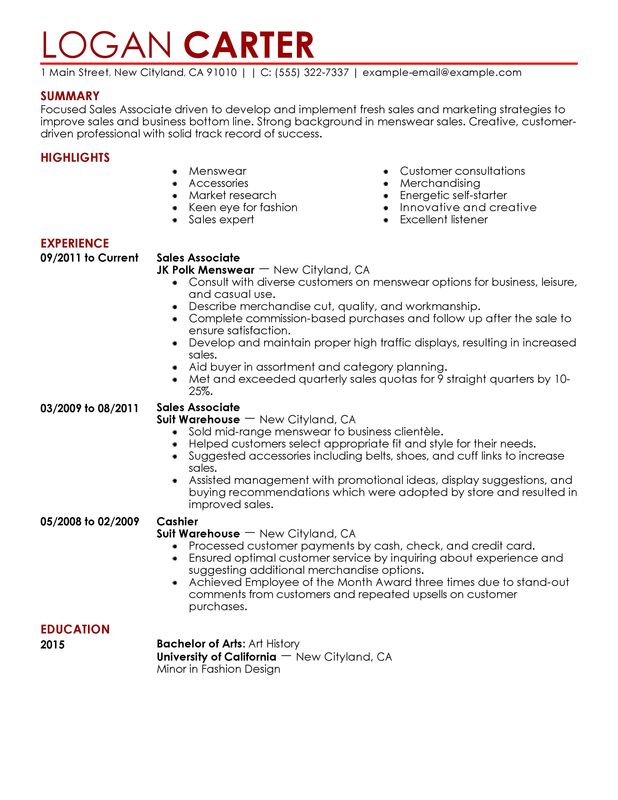 Sales Associate Level Resume Examples – Free to Try Today ...