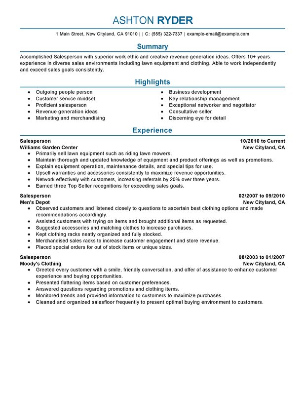 Retail Salesperson Resume Examples {Created by Pros ...