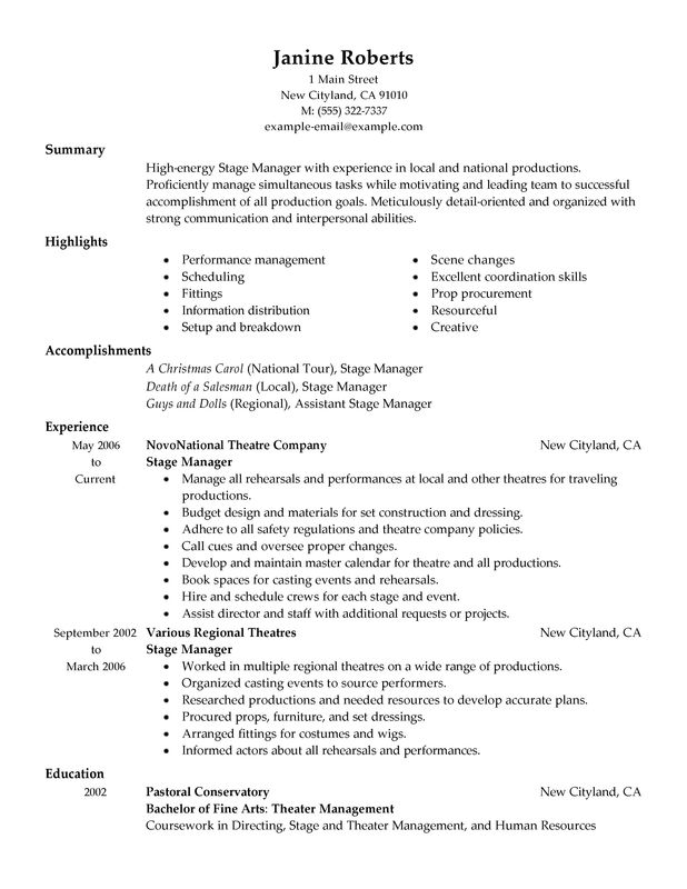 resume format for supervisor job