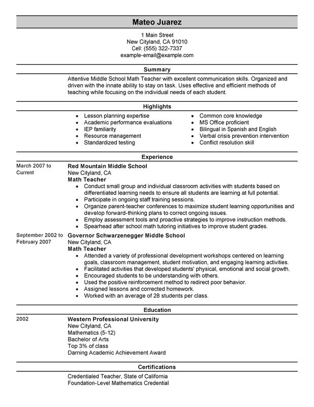 teacher leadership resume examples