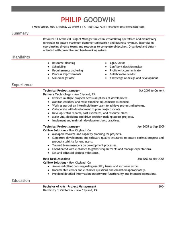 Technical Project Manager Resume Examples – Free to Try ...