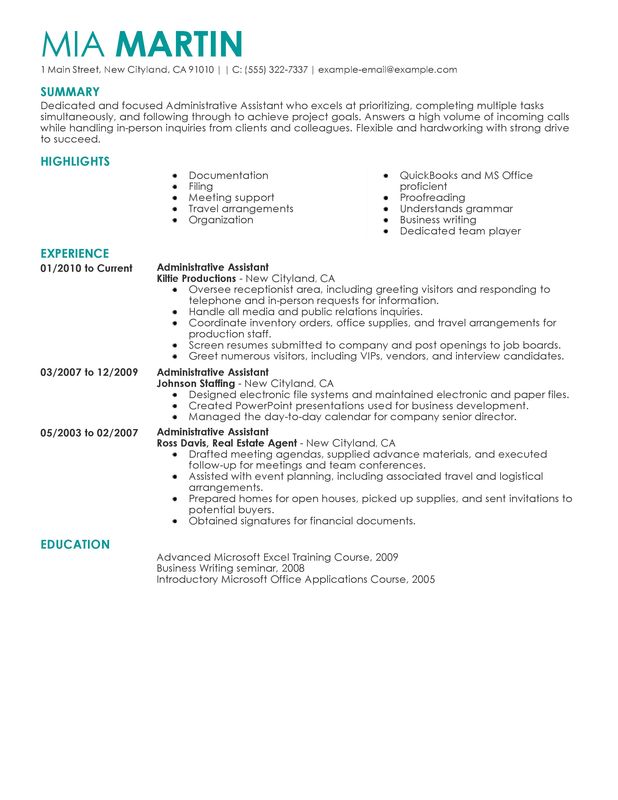 Unforgettable Administrative Assistant Resume Examples To Stand Out Rh Myperfectresume Com Sample For Unforgettable Administrative Assistant Resume Examples To Stand Out Rh Myperfectresume Com Sample For