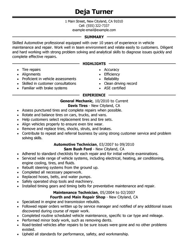 professional resume writers automotive