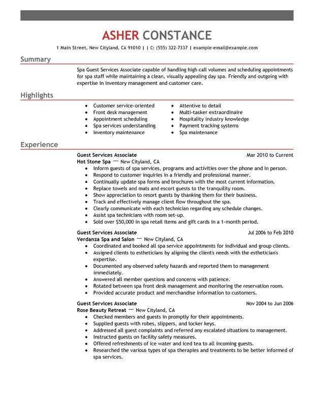 unforgettable guest service associate resume examples to salon manager cv