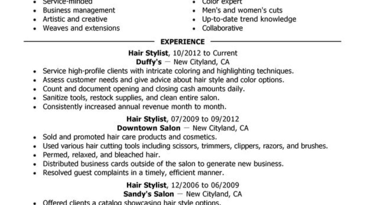 hair stylist resume examples created by pros myperfectresume entry level hair stylist resume