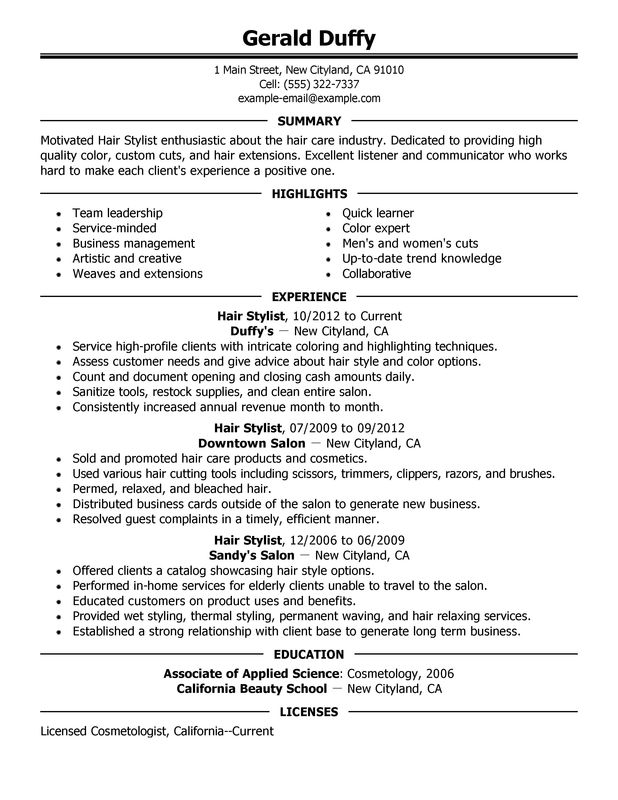 hair stylist resume examples created by pros myperfectresume stylist resume template