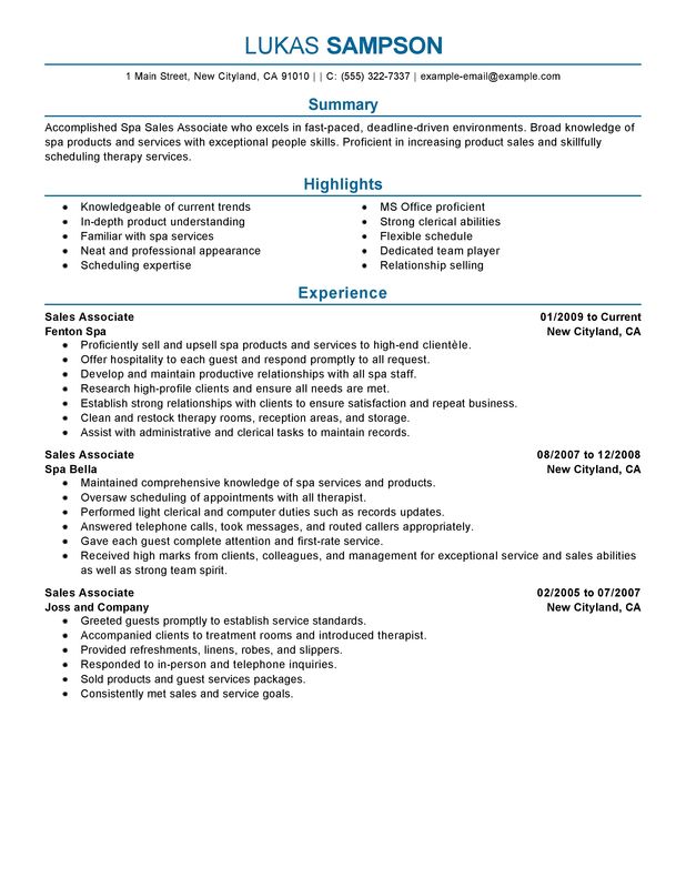 Sales Associate Resume Examples – Free to Try Today | MyPerfectResume