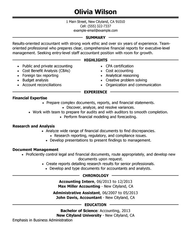 summary for resume accountant