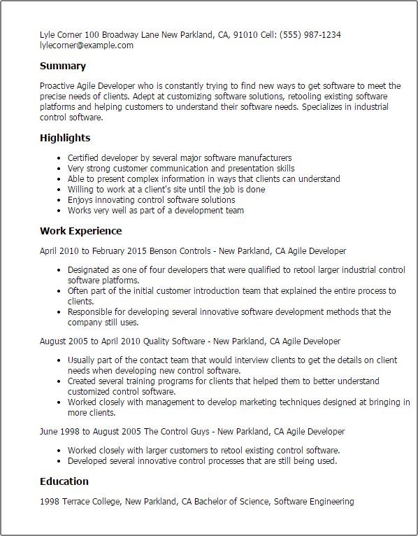 professional agile developer templates to showcase your talent