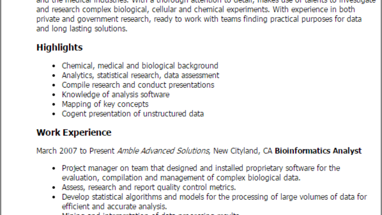 Professional Bioinformatics Analyst Templates To Showcase Professional Bioinformatics Analyst Templates To Showcase