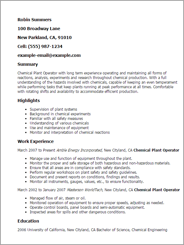 Chemical Plant Operator