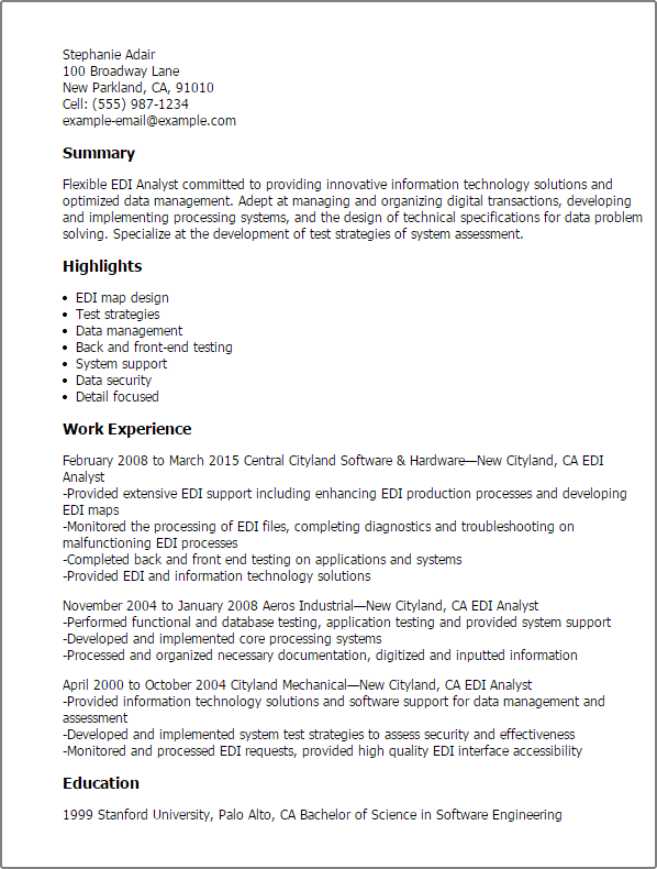 edi analyst resume template best design tips application support analyst resume sample