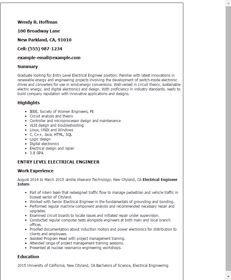 Cover Letter For Entry Level Engineer from www.myperfectresume.com