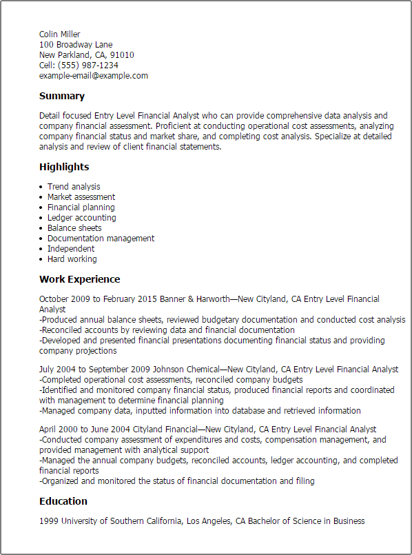 Entry Level Analyst Cover Letter from www.myperfectresume.com