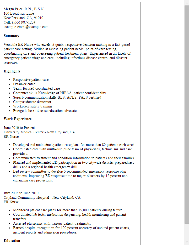 Emergency Room Charting Templates