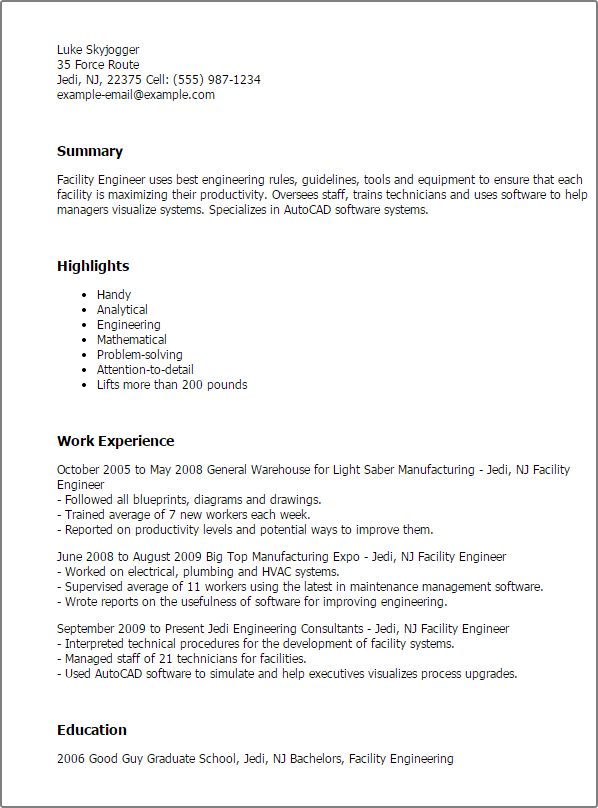 Professional Facility Engineer Templates To Showcase Your Talent Myperfectresume