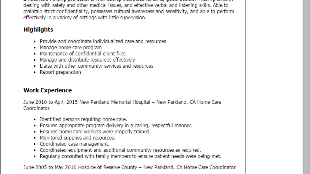 1 home care coordinator resume templates try them now help desk coordinator resume
