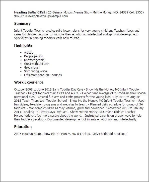infant toddler teacher resume template best design tips show me a resume