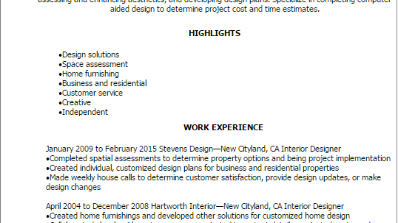 interior designer resume template best design tips interior designer resumes