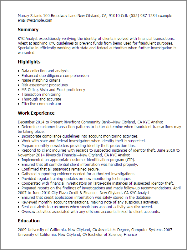 Kyc Analyst