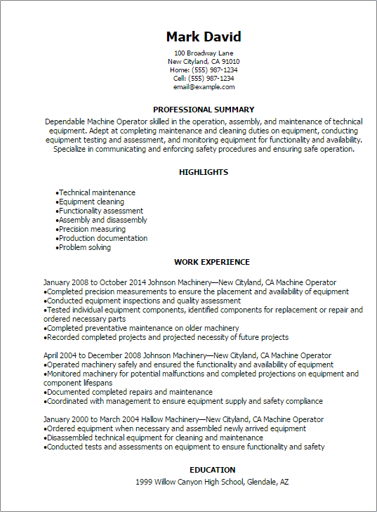 1 Machine Operator Resume Templates Try Them Now MyPerfectResume 1-machine-operator-resume-templates-try-them-now-myperfectresume
