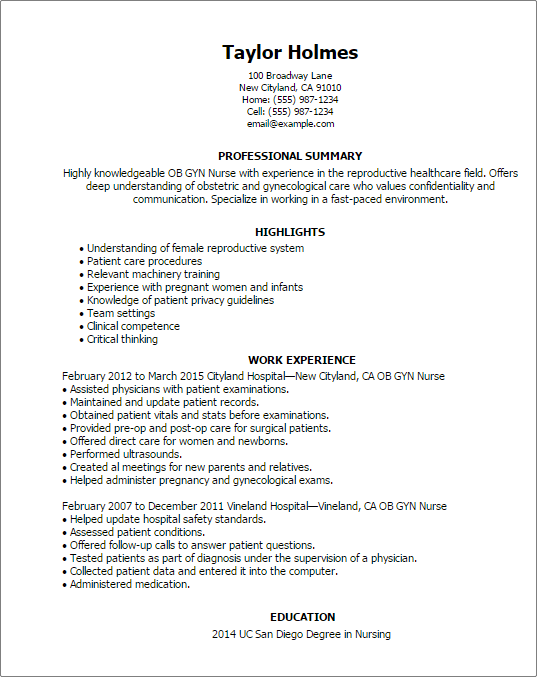 Ob Gyn Nurse