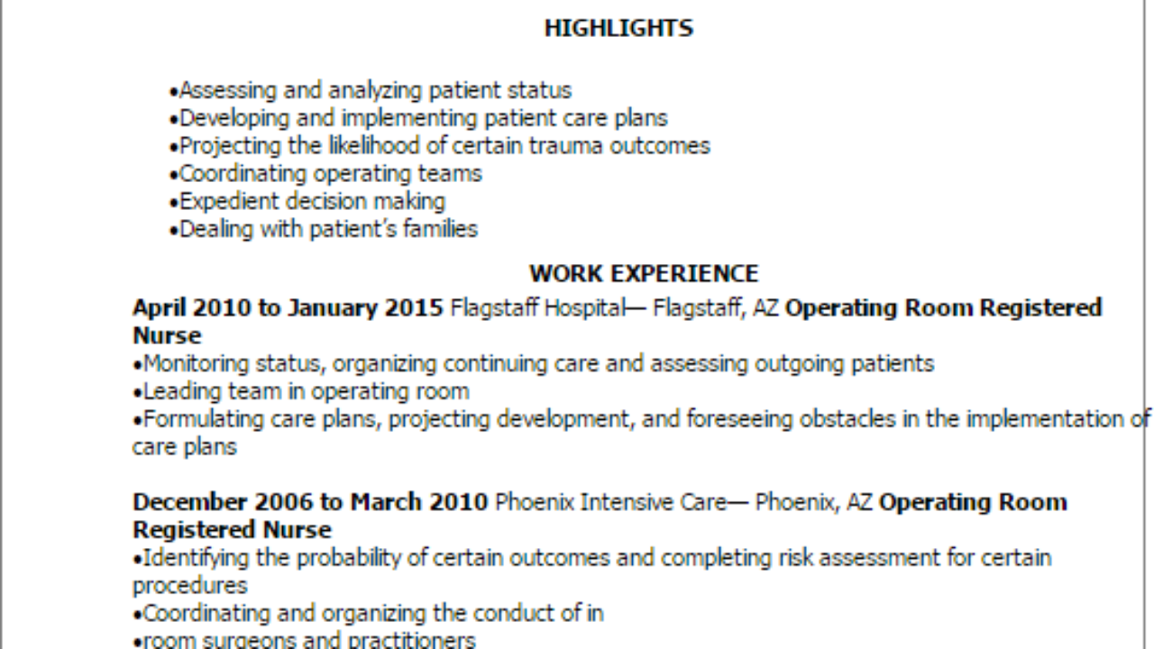 operating room registered nurse resume template best operating room nurse resume