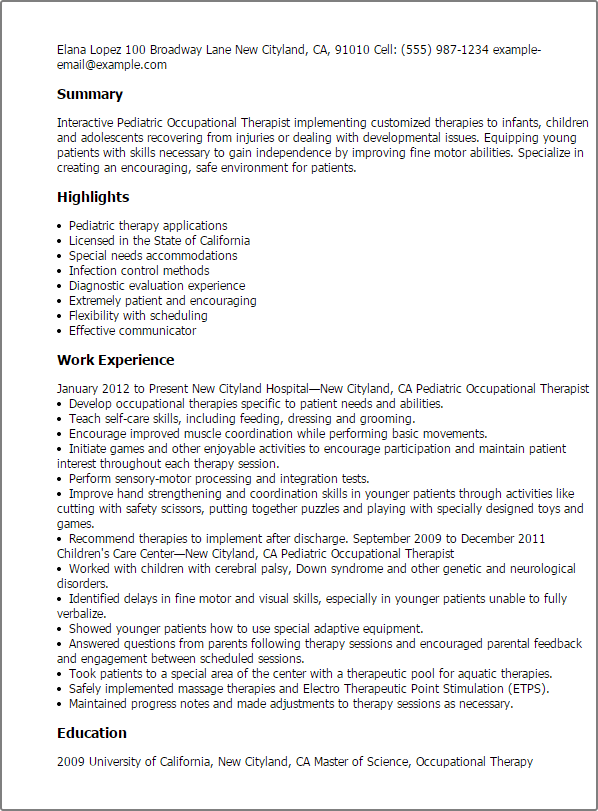 Occupational Therapist Cover Letter from www.myperfectresume.com