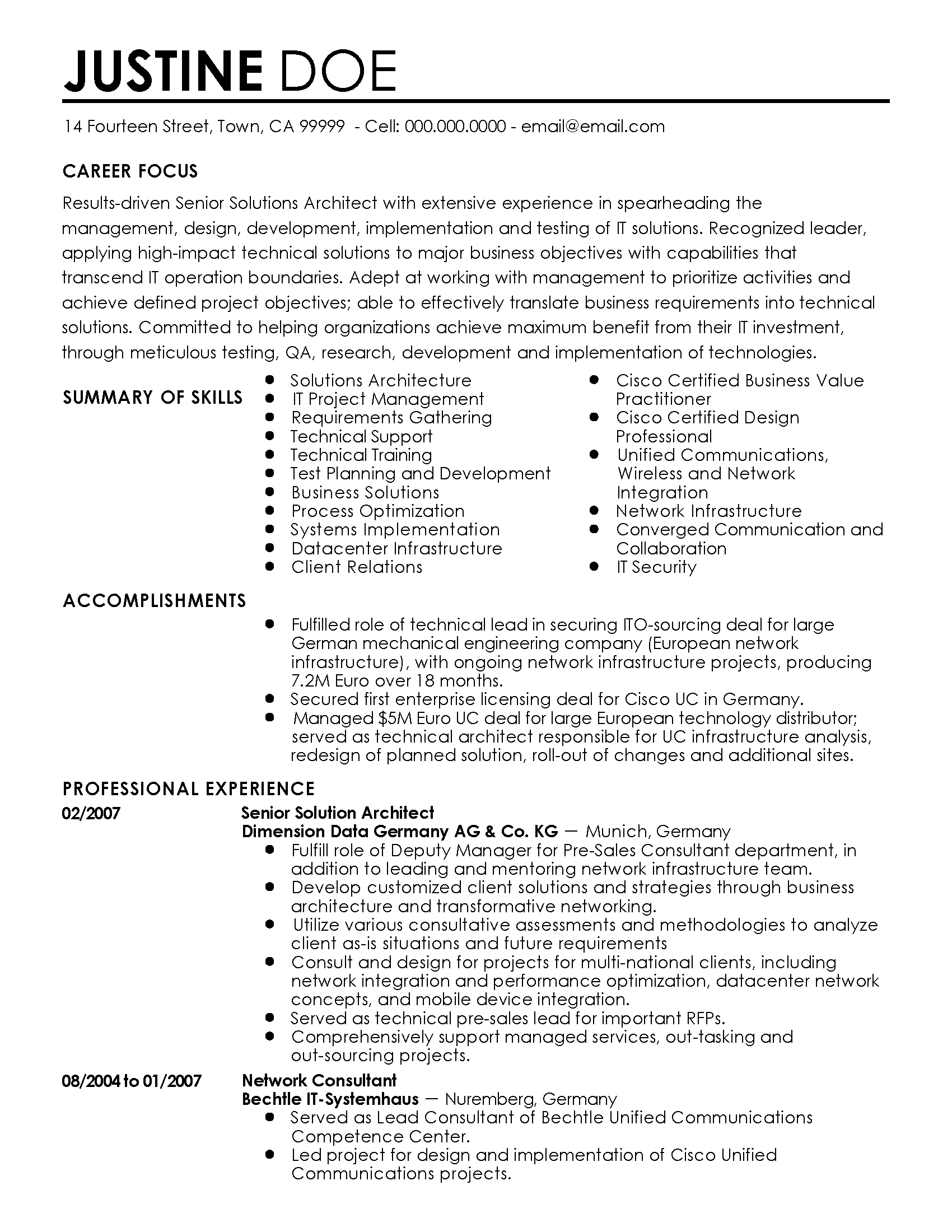 Professional Resume For Gerald Anders Page 1