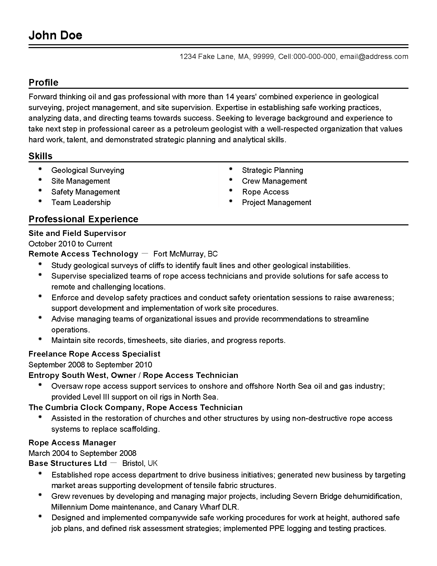 Oil and Gas Field Supervisor Resume Example  MyPerfectResume