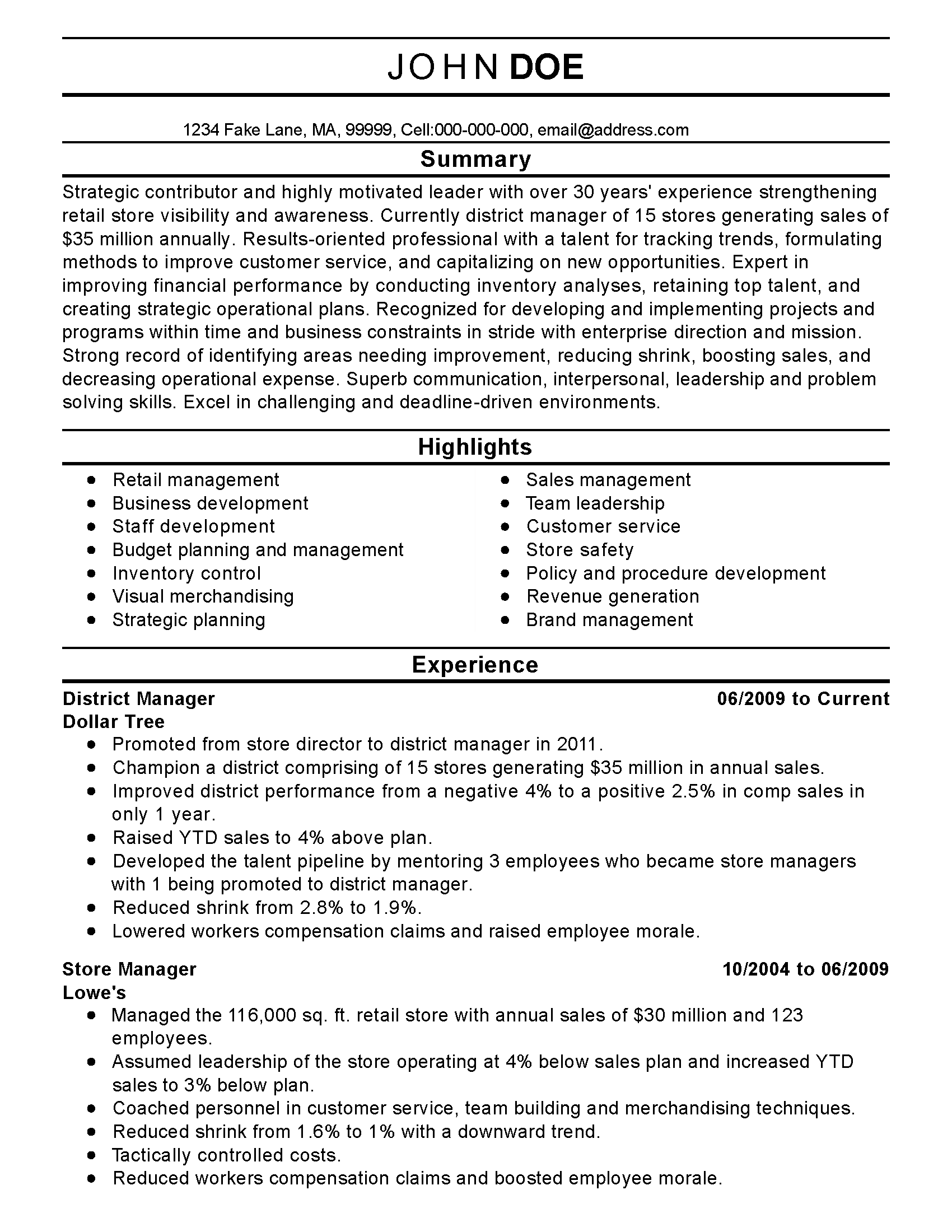 District Sales Manager Resume Sample | MintResume