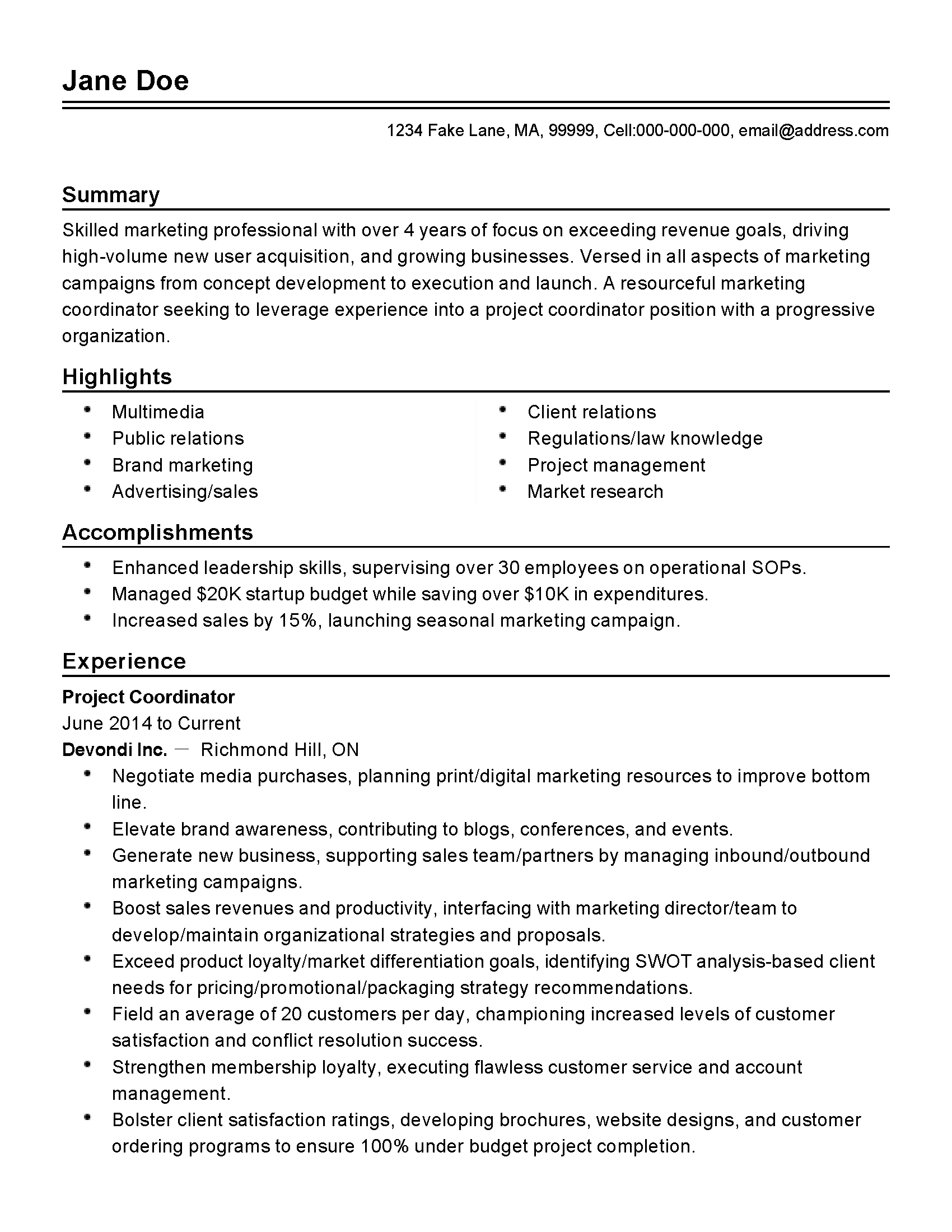 Featured image of post Project Coordinator Resume Pdf They are often accountable for coordinating team activities planning project schedules giving appropriate solutions for the issues faced and giving