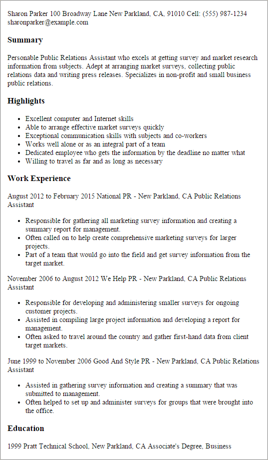 professional public relations assistant templates to underwriting assistant resume