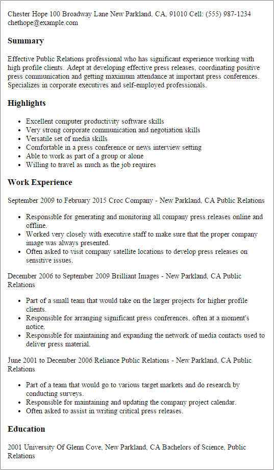 public relations resume template best design tips public relations resume templates