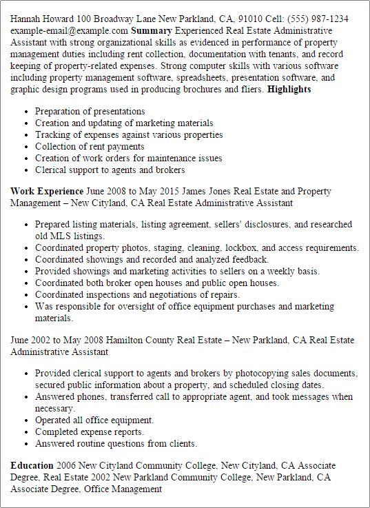 brokerage sales assistant resume