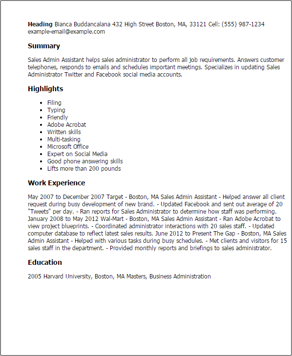 Sales Admin Assistant Resume Template — Best Design & Tips ...